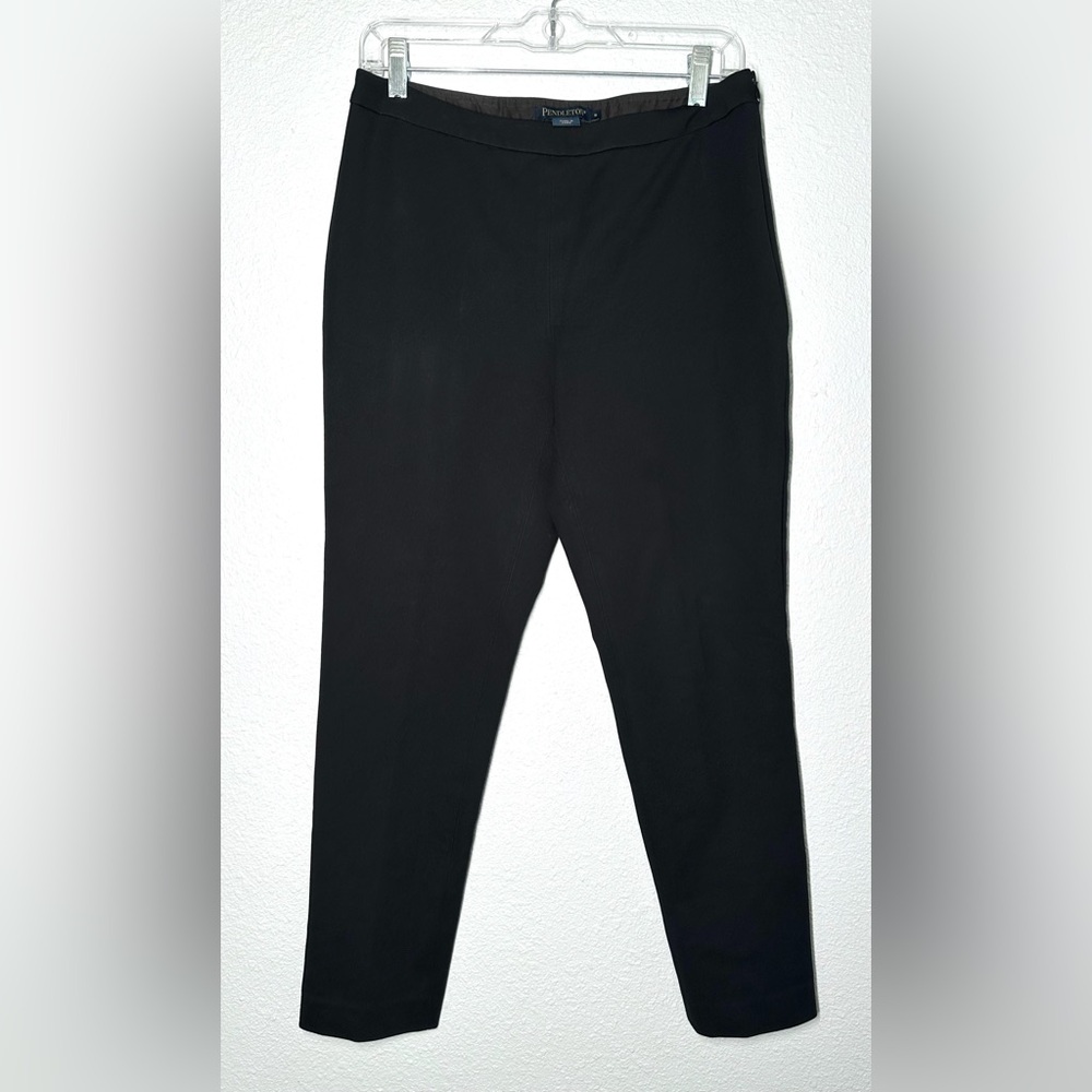 Pendleton Tapered Flat Front Black Pant Stretch Side Zipper Size 8